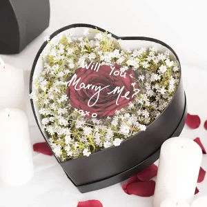 Gift Flower Box Heart Black