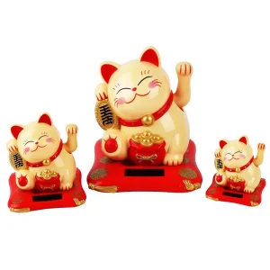 Cute Shaking Hands Solar Lucky Fortune Cat