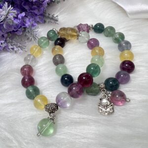 Fluorite With Silver Charm Bracelet