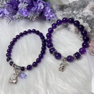 Amethyst with Silver Charm Bracelet