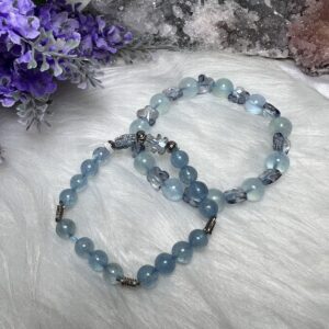 Aquamarine with Silver Charm Bracelet