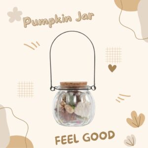 Magic Season Decorative Glass Jars ( Pumpkin Jar with Hanging Rings and Cork Stoppers )