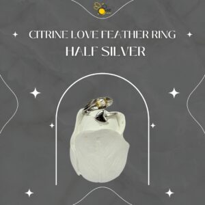 Citrine Love Feather Ring