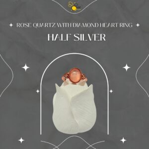 Rose Quartz With Diamond Heart Ring