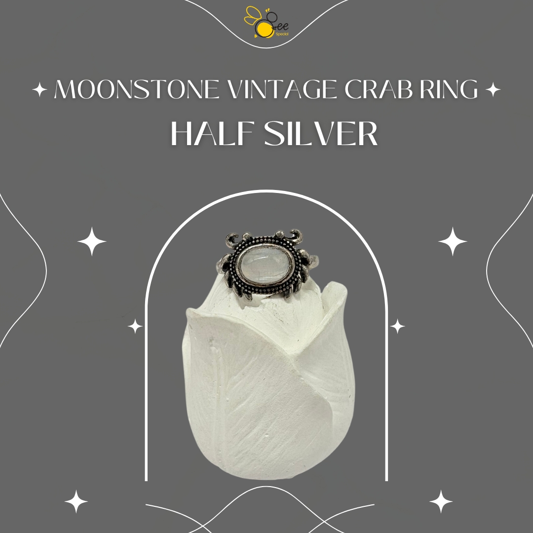 Moonstone Vintage Crab Ring
