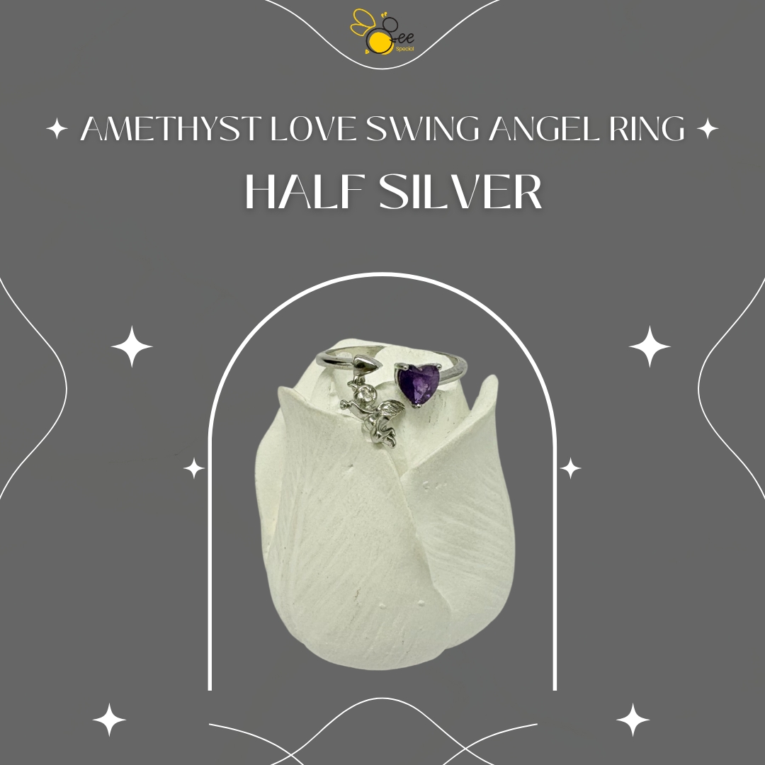 Amethyst Love Swing Angel Ring