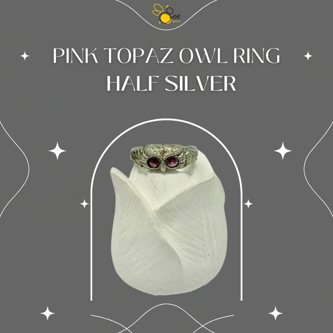 Pink Topaz Owl Ring