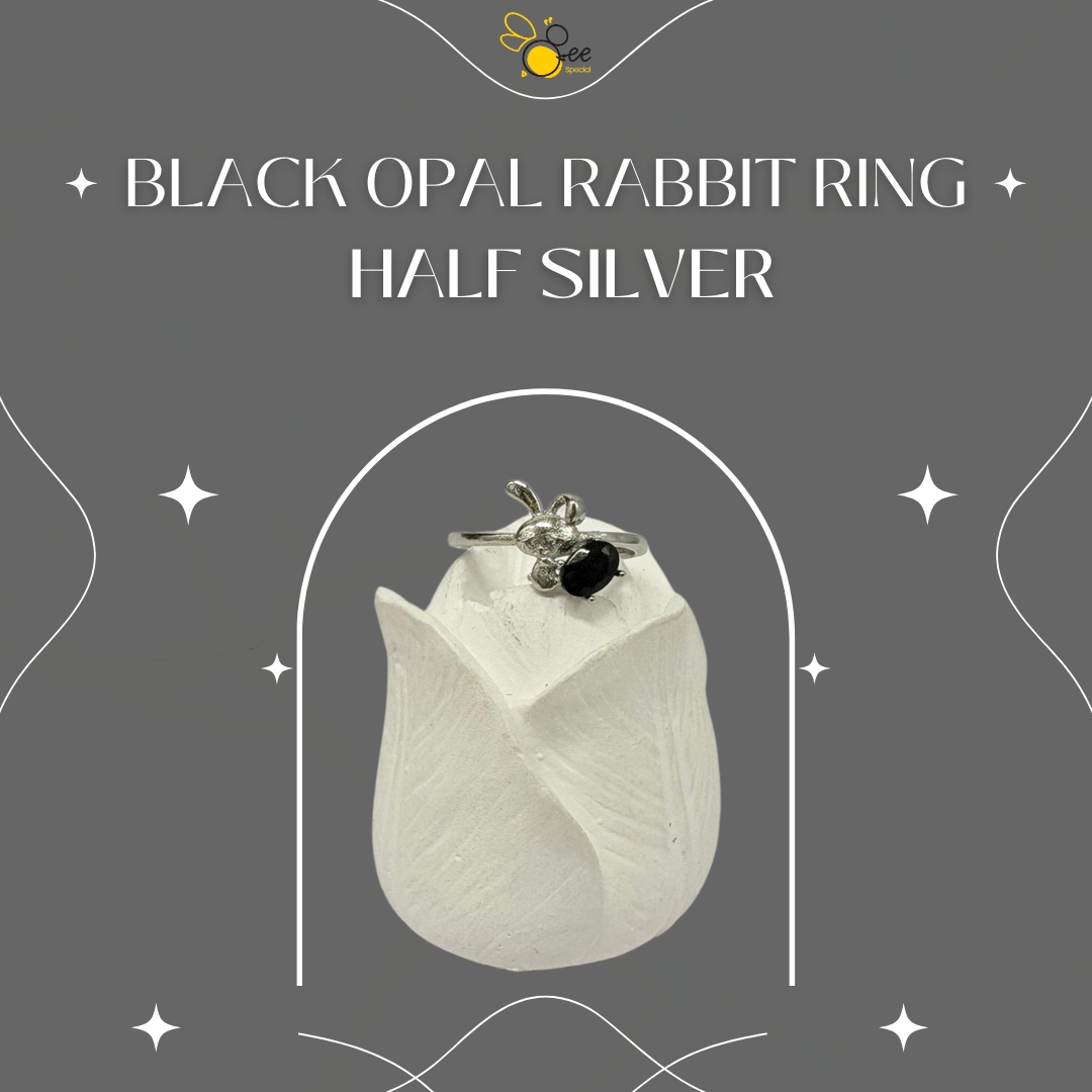 Black Opal Rabbit Ring