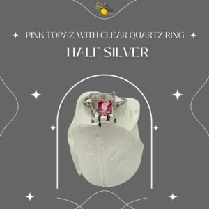 Pink Topaz With Clear Quartz Ring