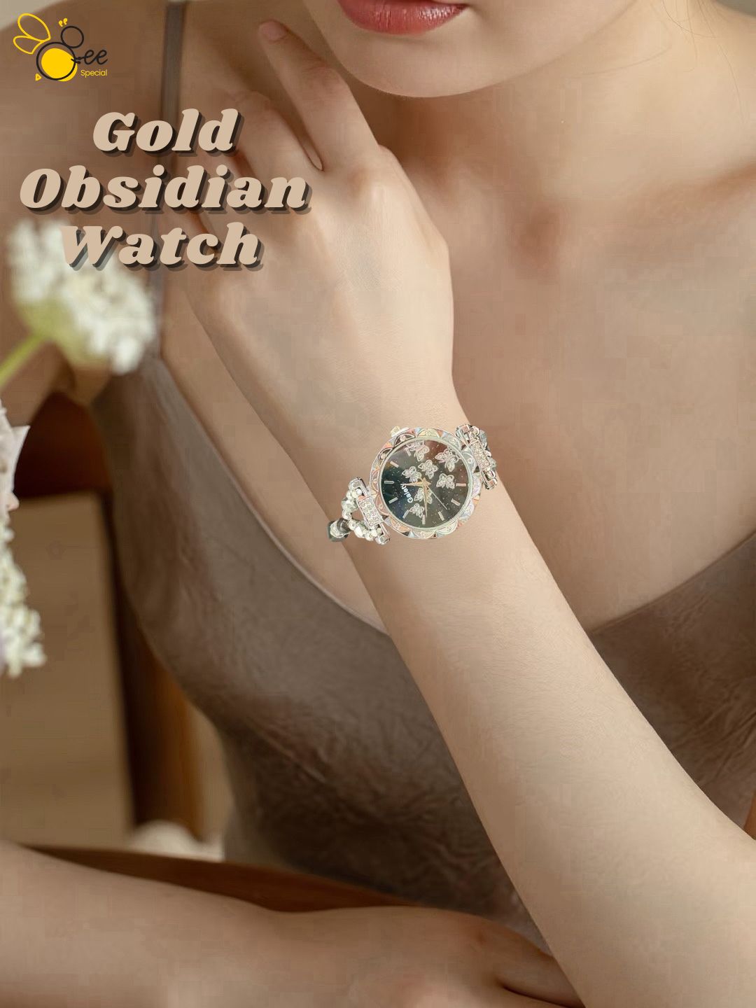 Gold Obsidian Watch