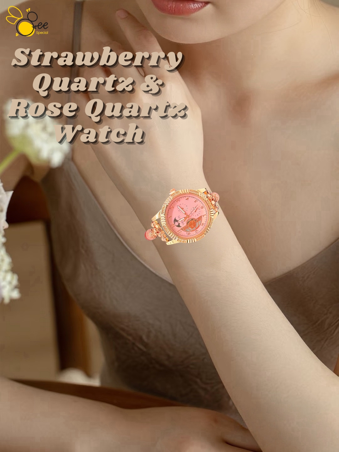 Strawberry Quartz & Rose Quartz Watch