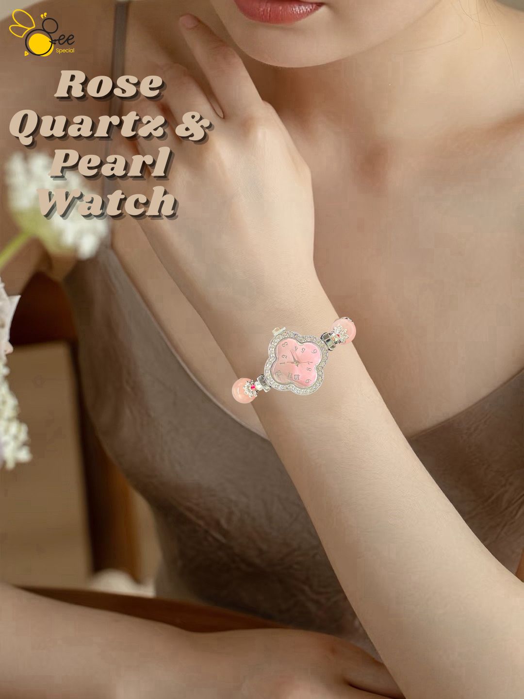Rose Quartz & Pearl Watch