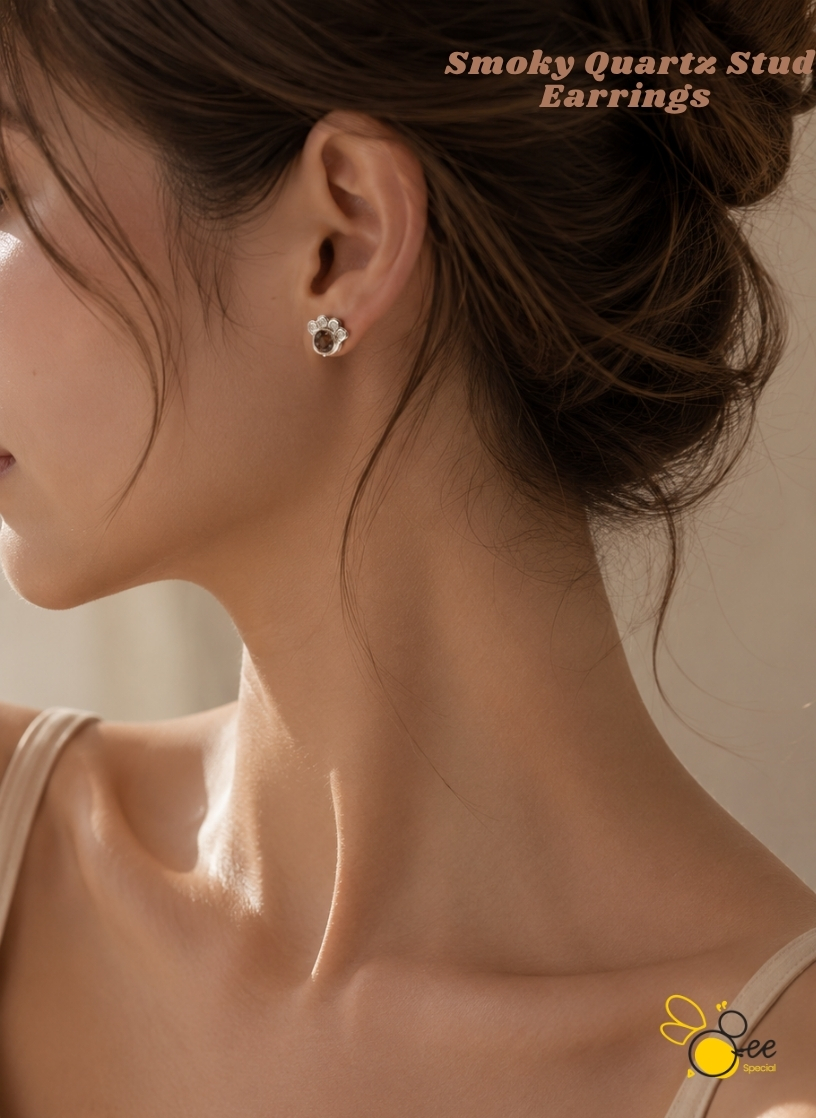 Smoky Quartz Stud Earrings