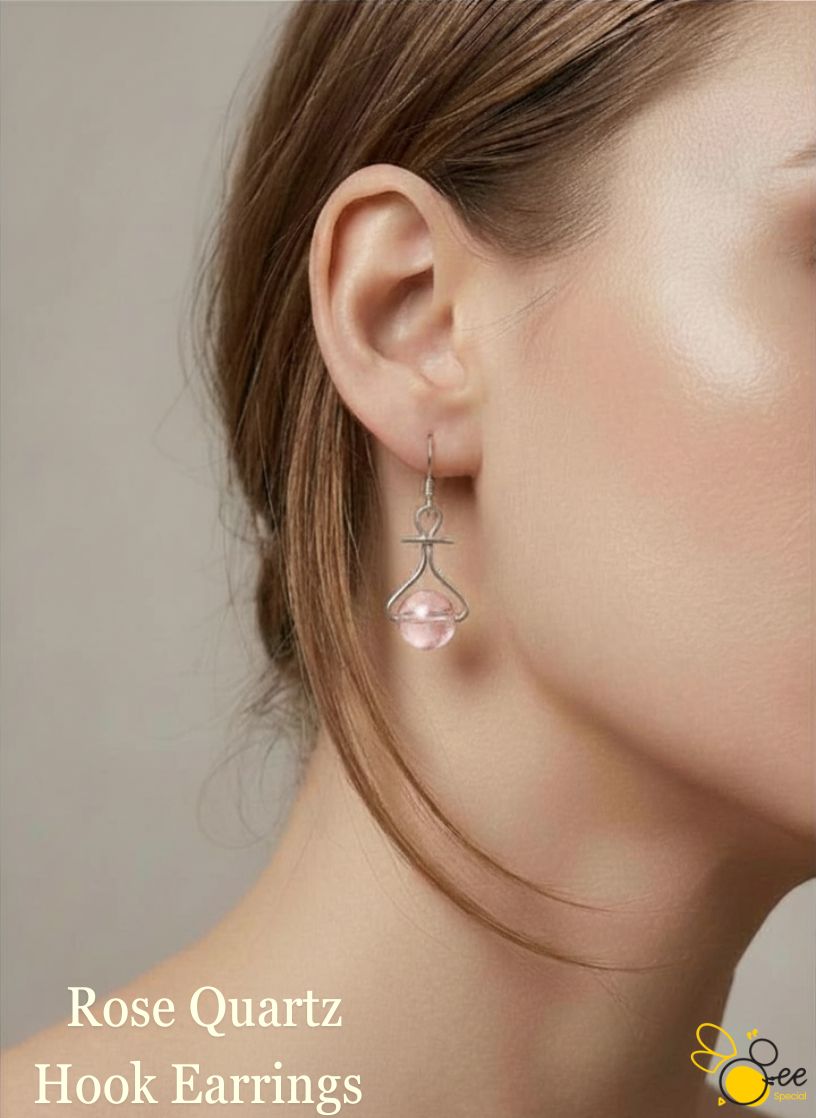 Rose Quartz Hook Earrings