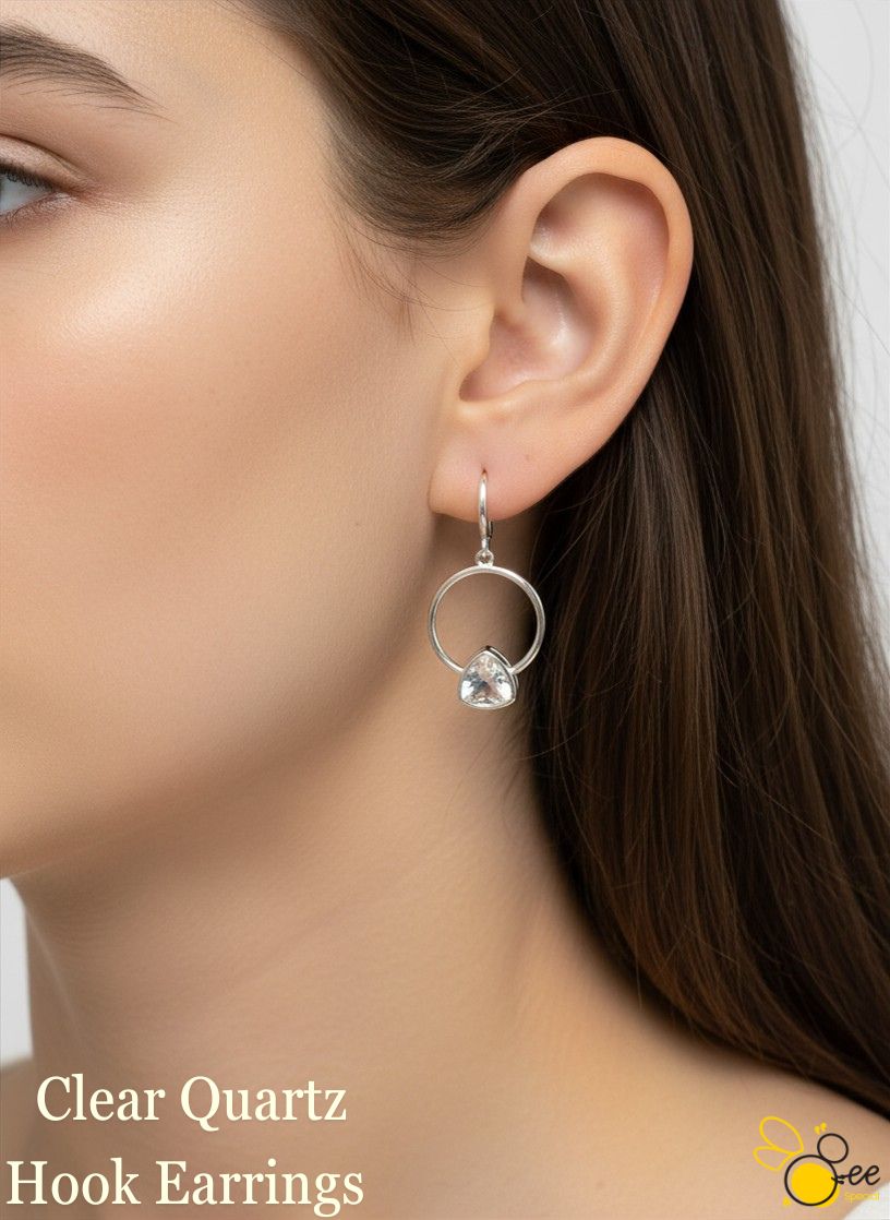 Clear Quartz Hook Earrings
