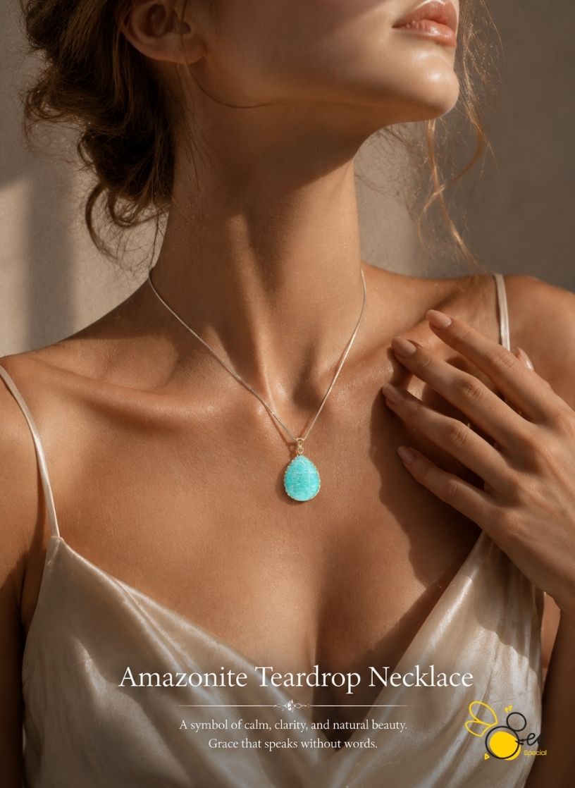 Amozonite Teardrop Necklace