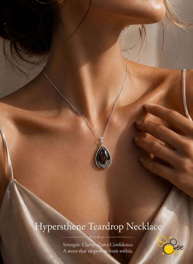 Hypersthene Teardrop Necklace
