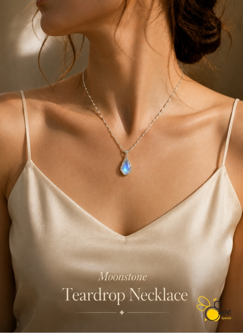 Moonstone Teardrop Necklace