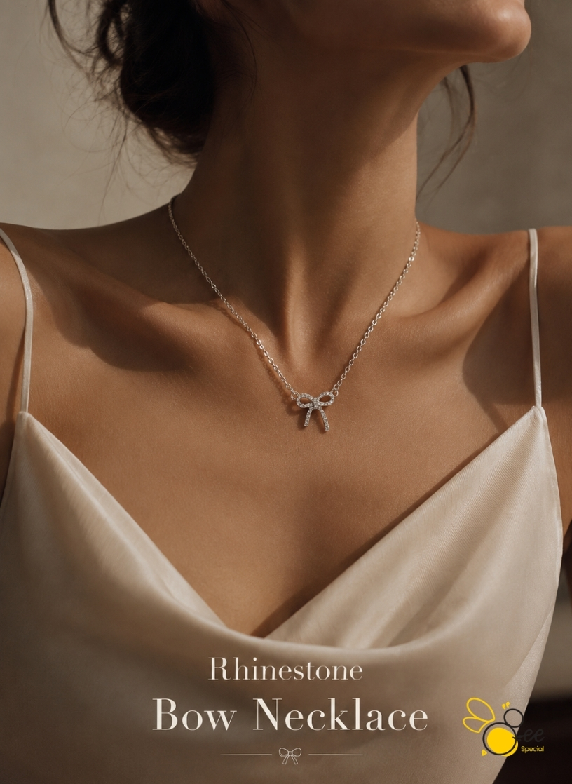 Rhinestone Bow Necklace