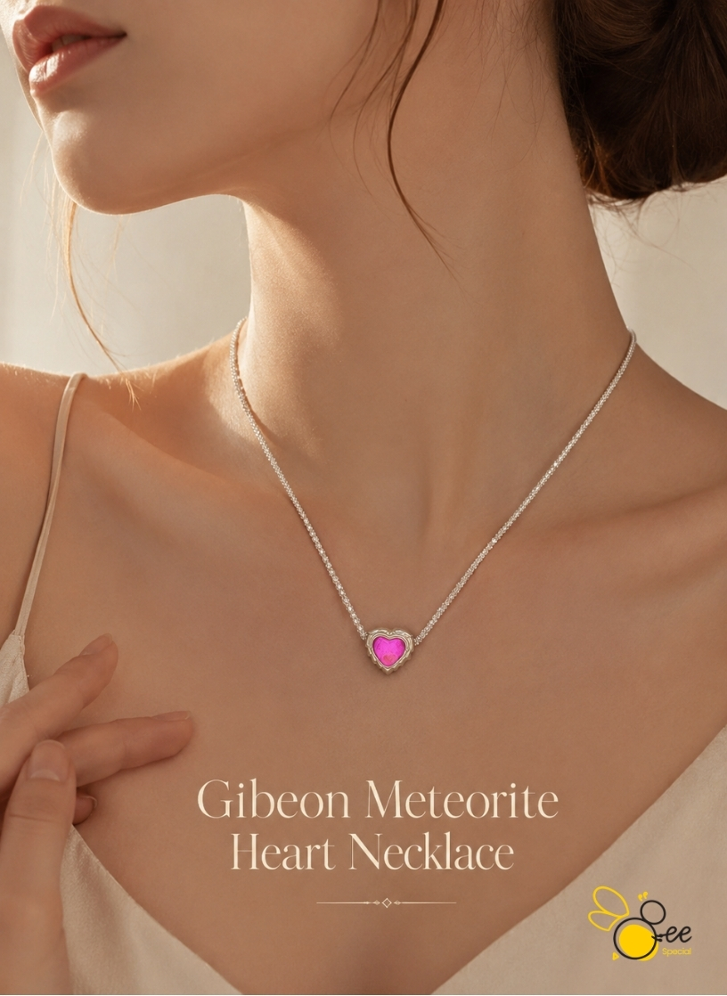 Gibeon Meteorite Heart Necklace