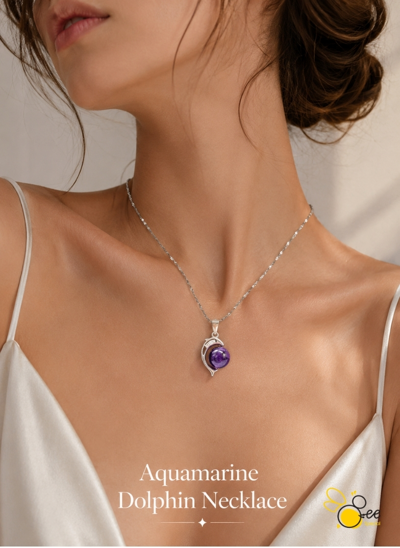 Aquamarine Dolphin Necklace