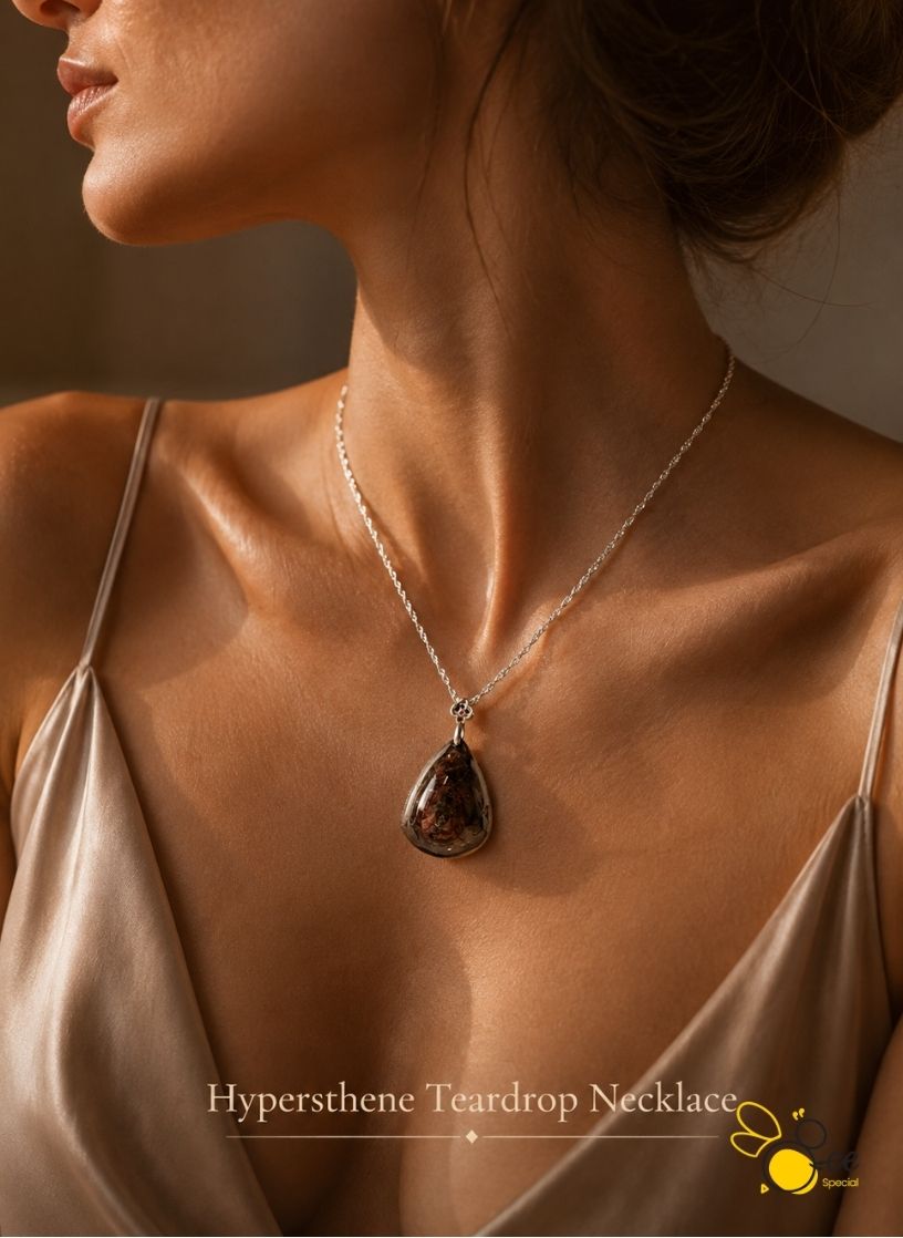 Hypersthene Teardrop Necklace