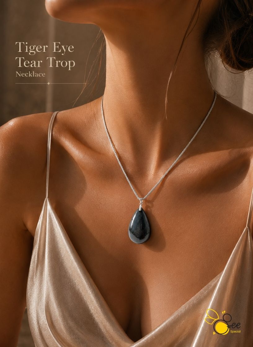 Tiger Eye Tear Drop Necklace