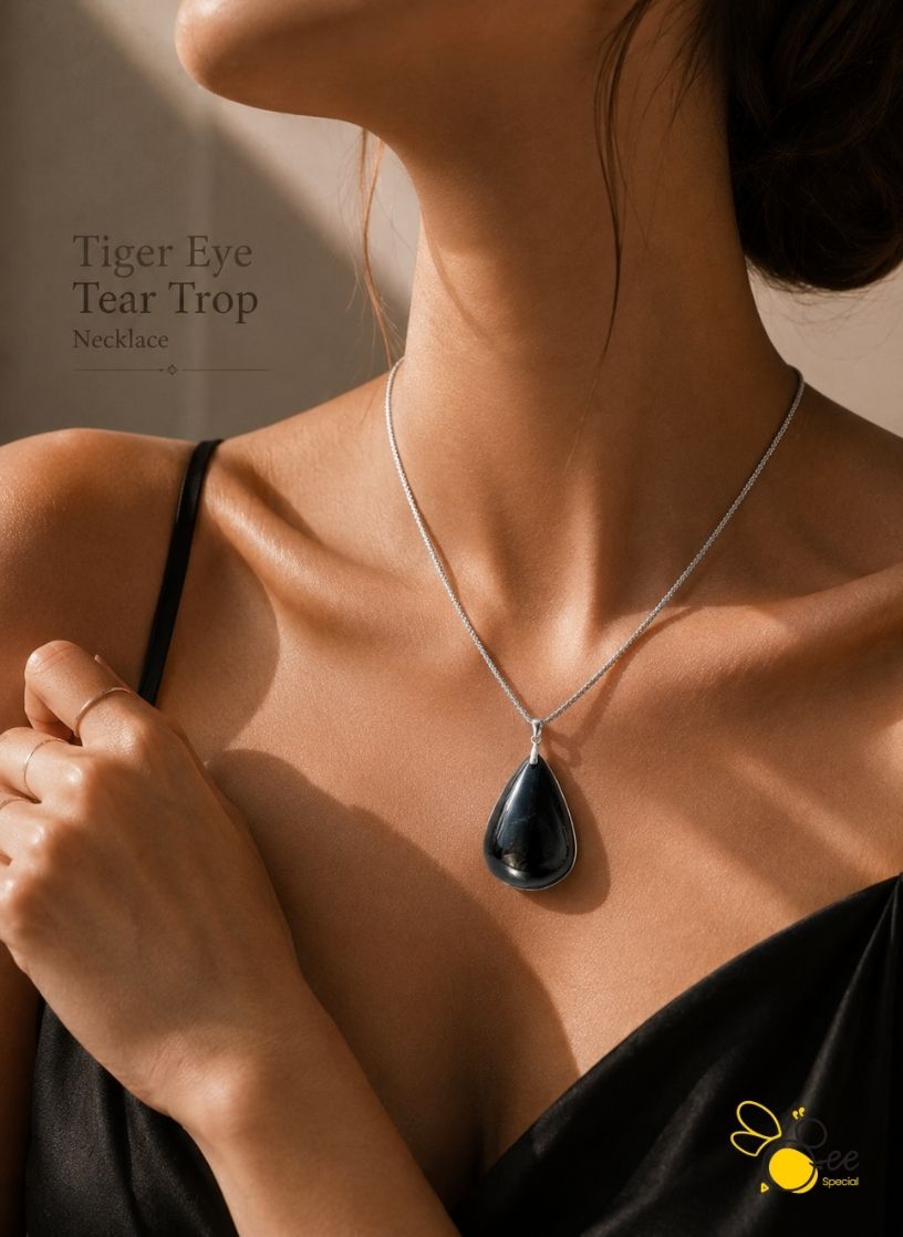 Tiger Eye Tear Drop Necklace