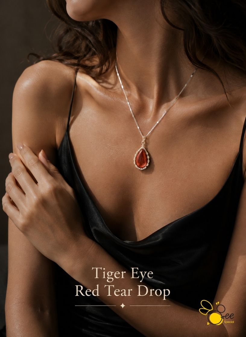 Tiger Eye Red Tear Drop