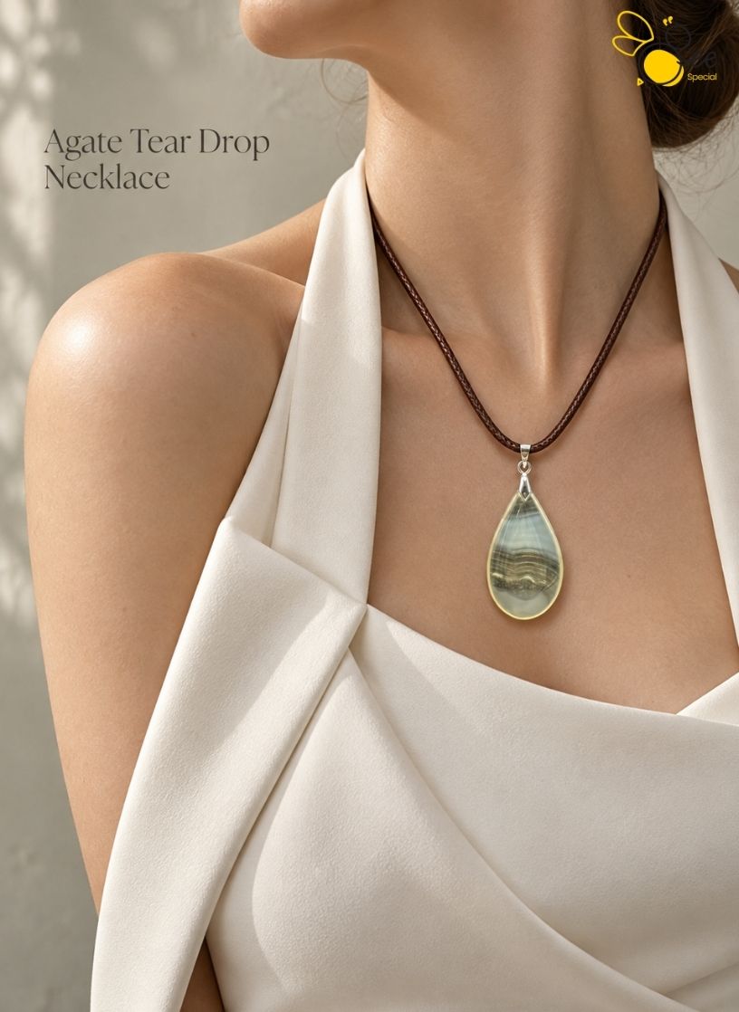 Agate Tear Drop Necklace