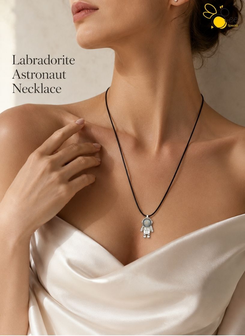 labradorite Astronaut Necklace