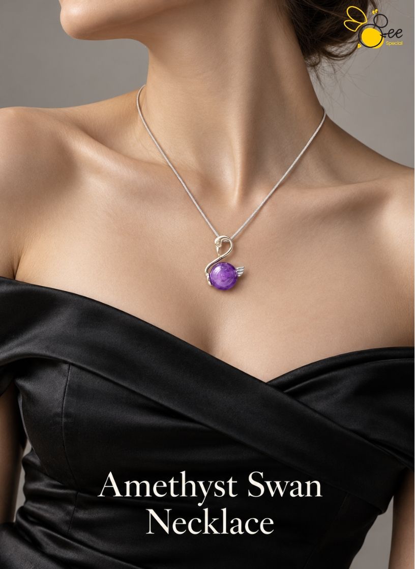 Amethyst Swan Necklace
