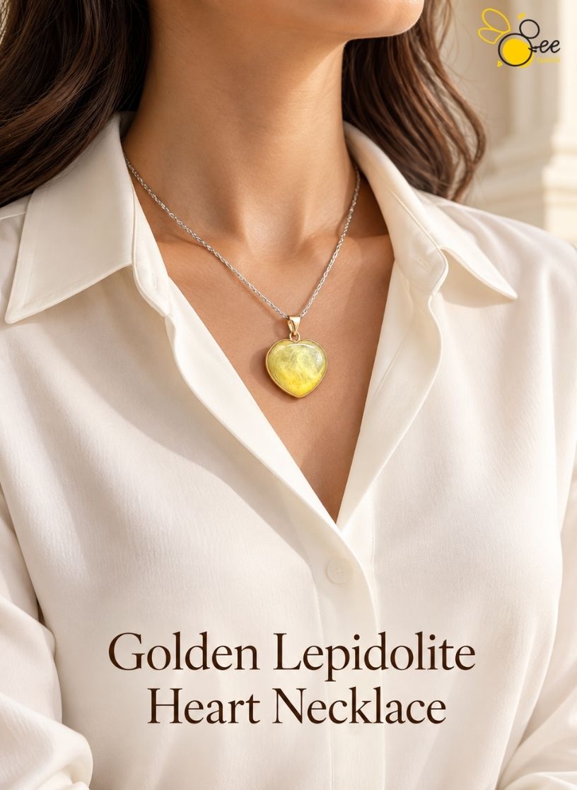 Golden Lepidolite Heart Necklace